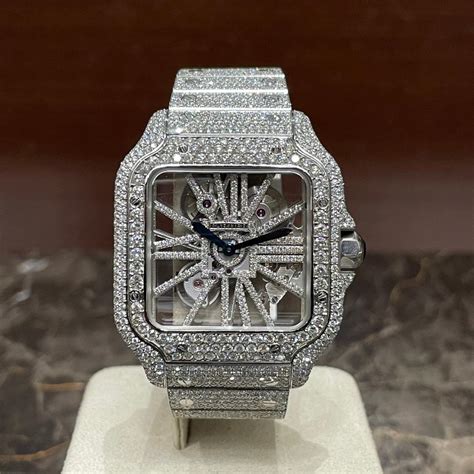 iced out cartier santos|cartier santos skeleton price.